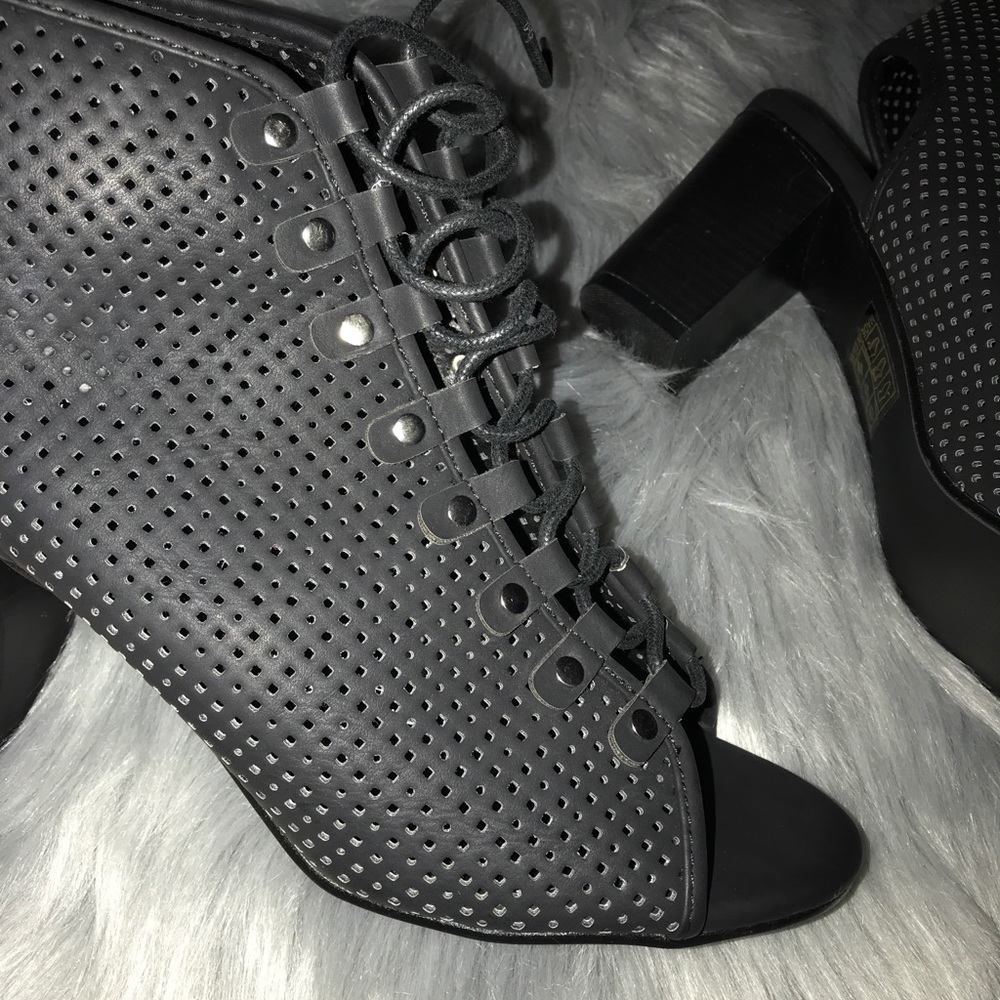 Black Lace Up Booties SZ 10 - Picture 4 of 4